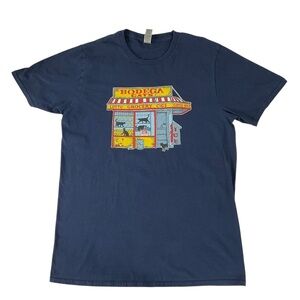 Bodega Cats Navy Graphic Tee Gildan Softstyle Size Medium